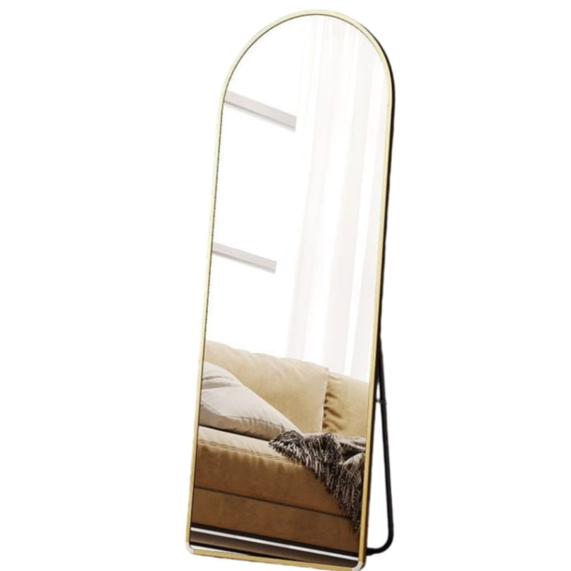 Aluminum Alloy Frame Floor Mirror with Stand - Gold 150x40CM HD High Transparent