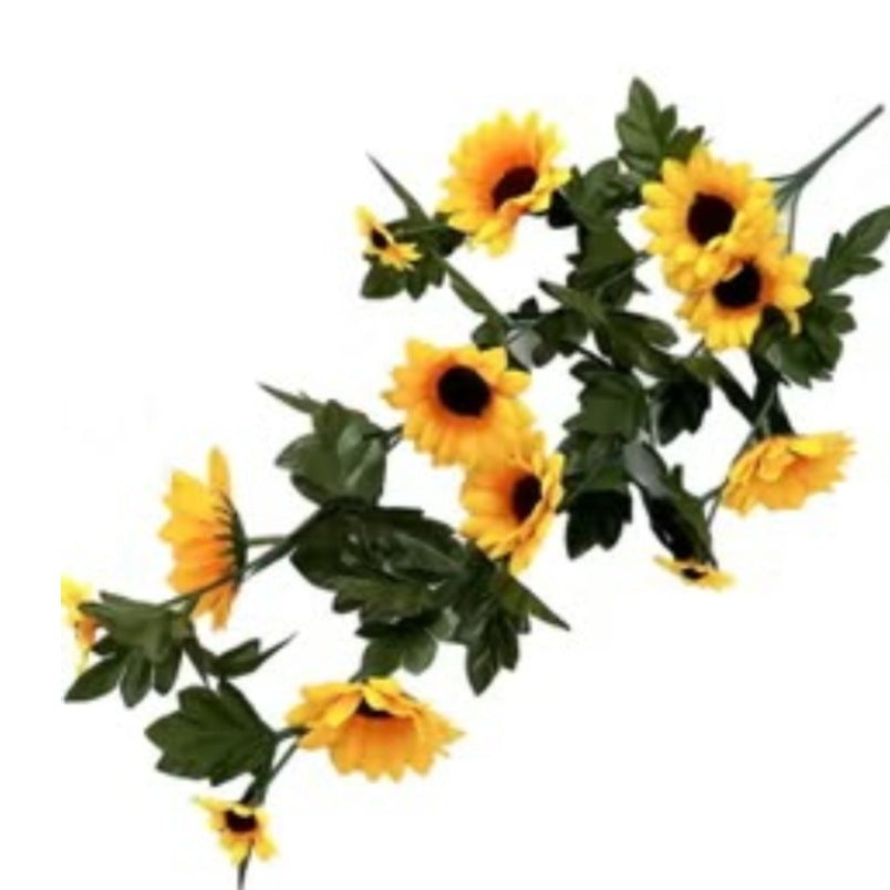 Pack of 2 Artificial Sunflower Wall Hangings with 4 Forks - Yellow