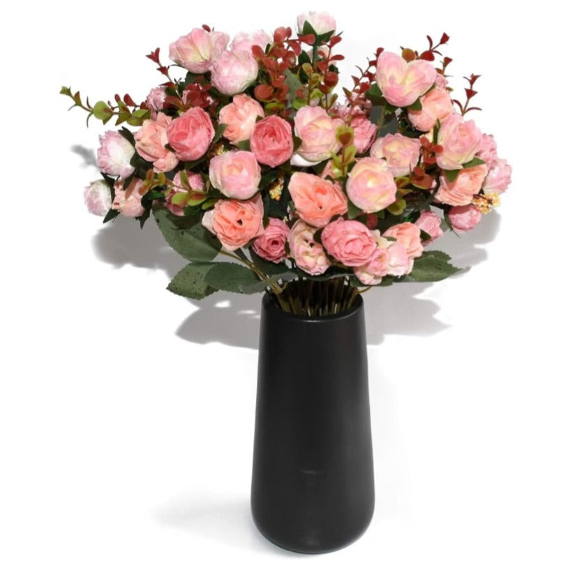 Petite Bloom: Mini Artificial Peony Flowers Bouquet - Light Pink