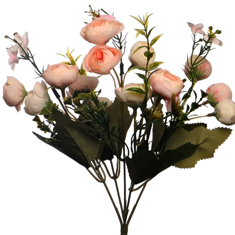 Petite Bloom: Mini Artificial Peony Flowers Bouquet - Light Pink