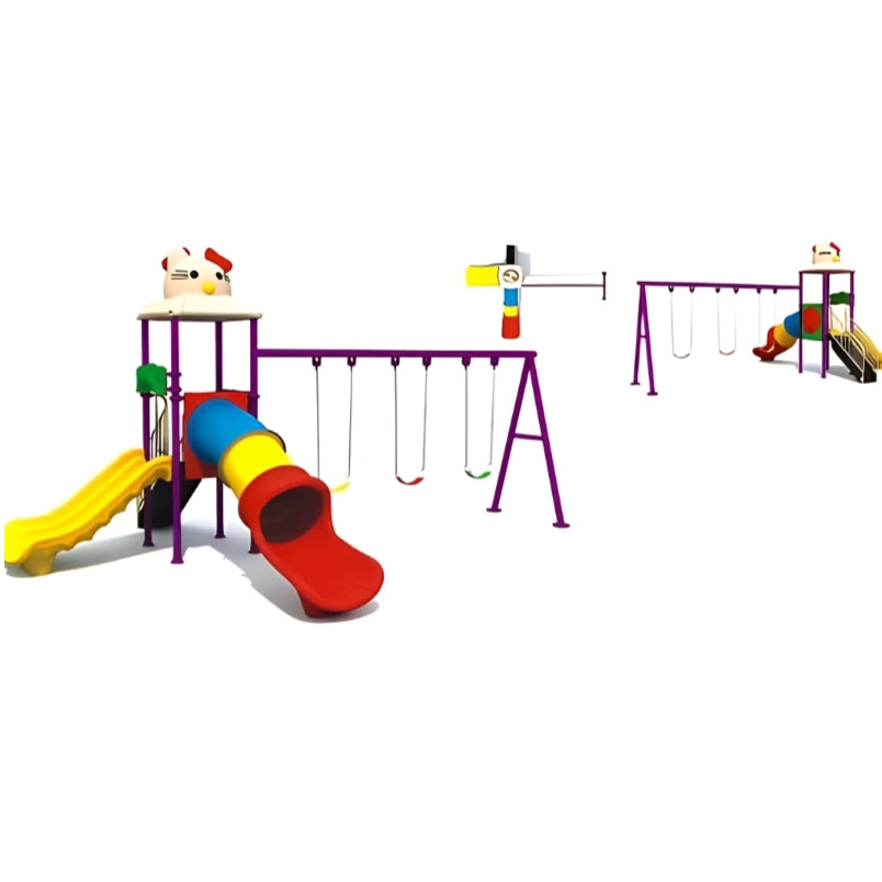 Kids Outdoor Fun Backyard Series with Swing Slide - Multicolor Playground Equipment