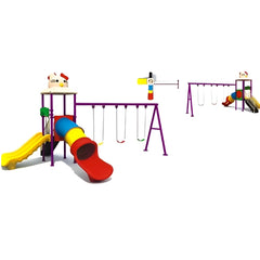 Kids Outdoor Fun Backyard Series with Swing Slide - Multicolor Playground Equipment