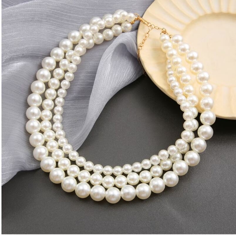 Luxury Classic Multi-Layer Pearl Necklace - White