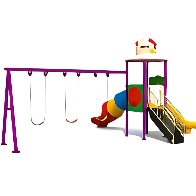 Kids Outdoor Fun Backyard Series with Swing Slide - Multicolor Playground Equipment