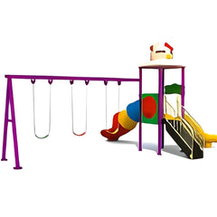 Kids Outdoor Fun Backyard Series with Swing Slide - Multicolor Playground Equipment