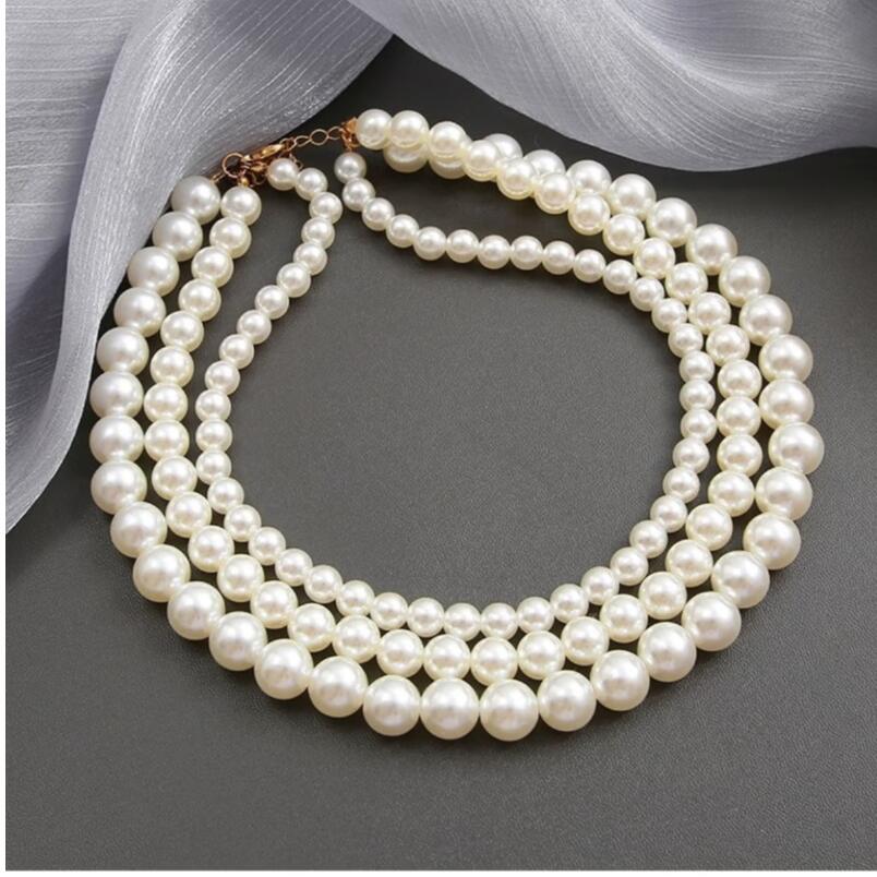 Luxury Classic Multi-Layer Pearl Necklace - White