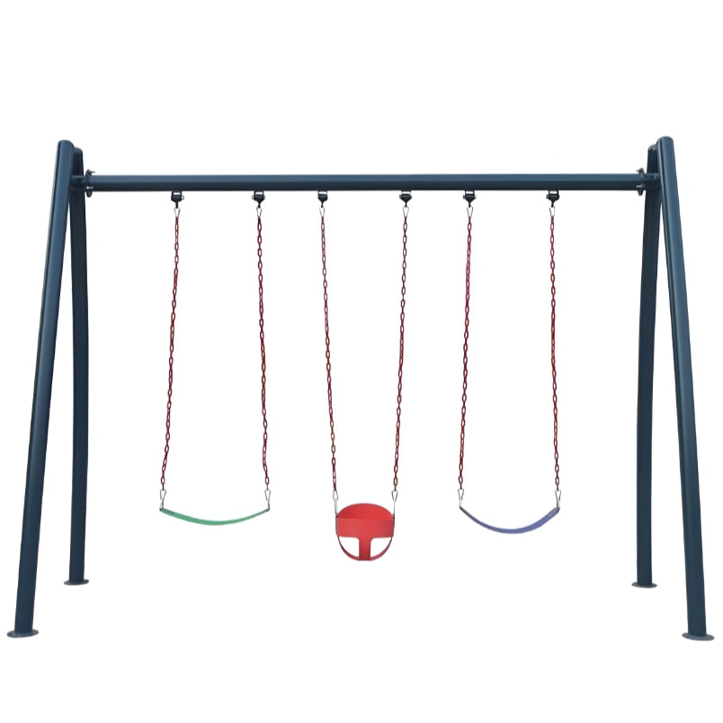 Metal 3-Seats Swing Set for Ground or Sand - 220CM