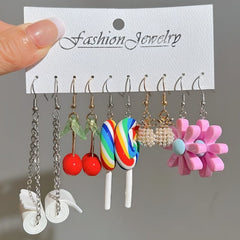 5pcs Cute and Quirky Fashion Jewelry Earring Set - Multicolour