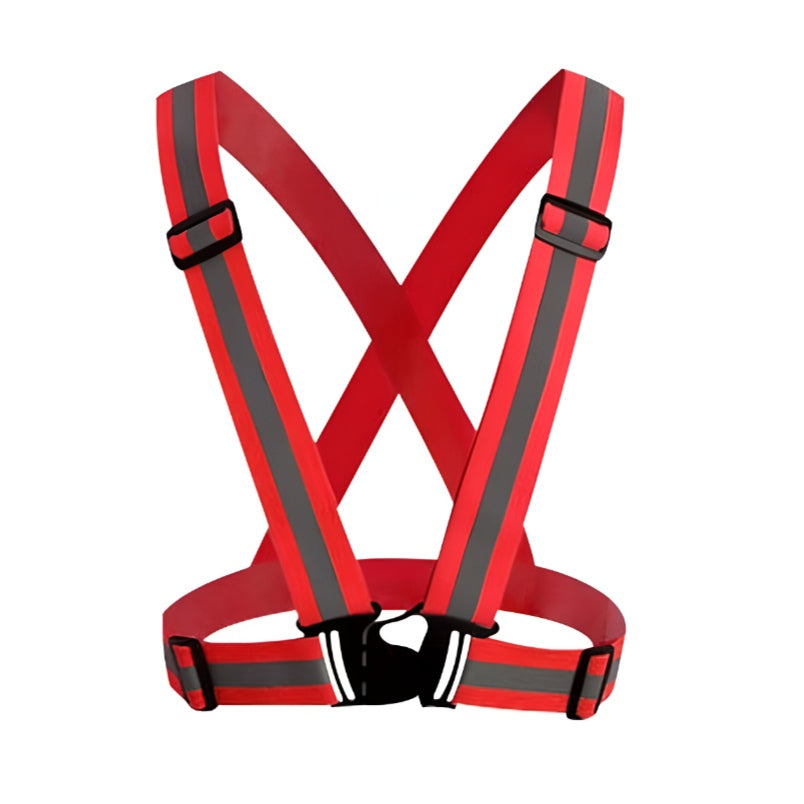 High-Visibility Reflective Safety Belt, Safety Waist Belt, and Safety Jacket Red
