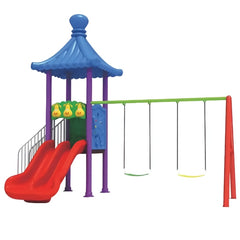 Kids Outdoor Fun Backyard Series with Swing and Slide - Multicolor Playground Equipment