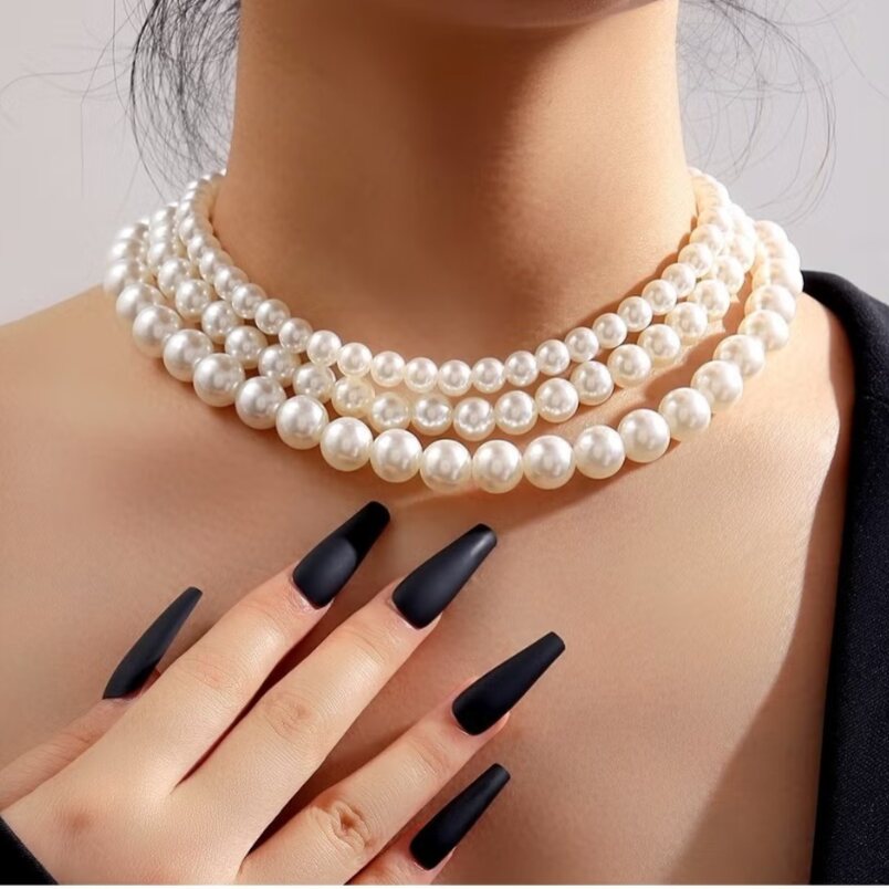 Luxury Classic Multi-Layer Pearl Necklace - White