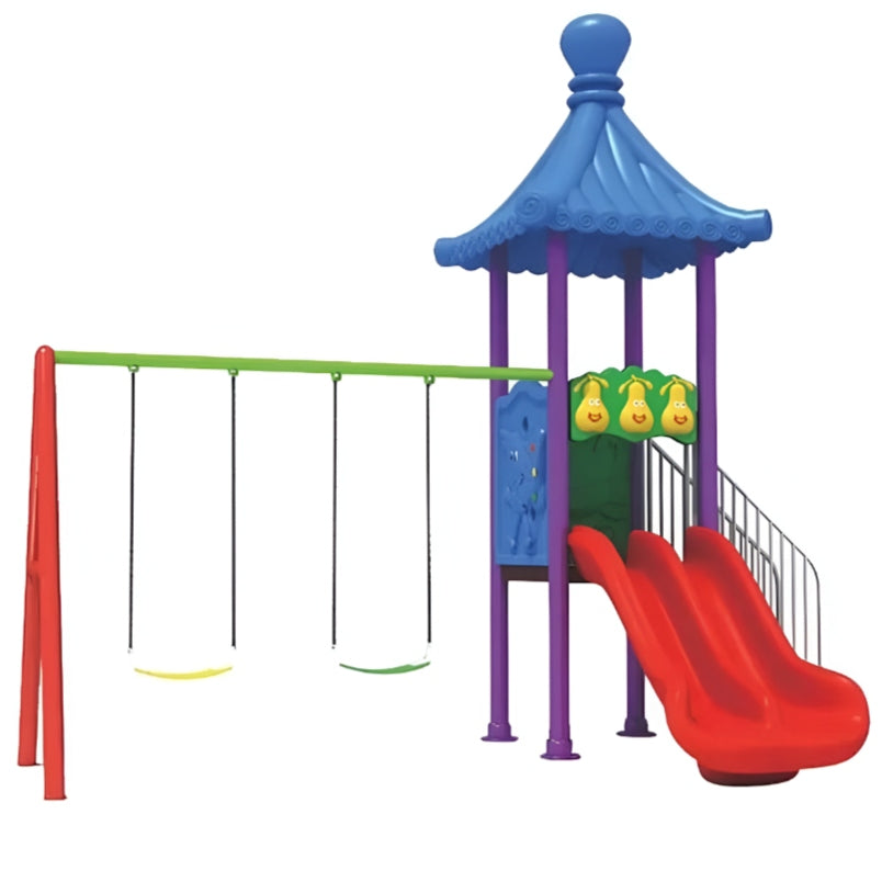 Kids Outdoor Fun Backyard Series with Swing and Slide - Multicolor Playground Equipment