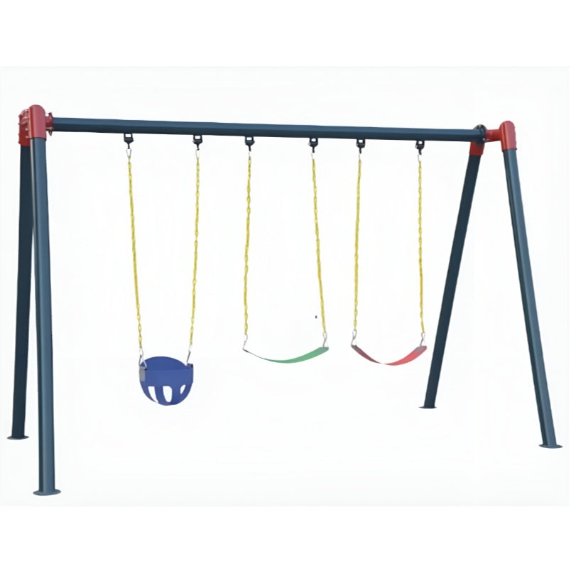 Metal 3 Seater Swing Set for Ground or Sand - 220CM