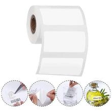 Label roll stickers with stacked blank labels and application examples