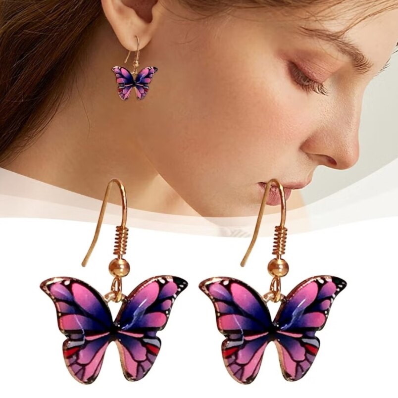 5pcs Colorful Butterfly Dangle Earrings Set - Multi Color Accessories