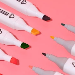 Double Headed Soft Oily Marker Set - 40 Colors with Dual Tips