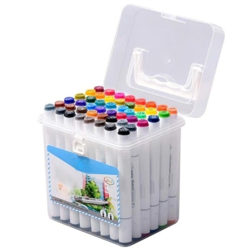 Double Headed Soft Oily Marker Set - 40 Colors with Dual Tips