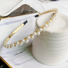 Headband Hair Accessory for Girls - White Pearls