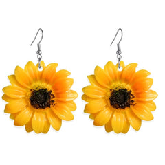 Charming Sunflower Flower Earrings - Yellow 6.3cm x 4.8cm