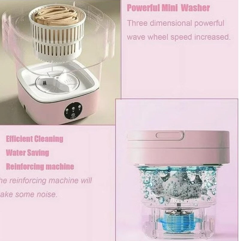 Portable Washing Machine 8L Pink Foldable