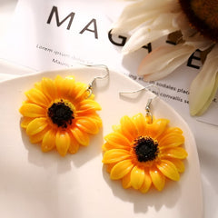 Charming Sunflower Flower Earrings - Yellow 6.3cm x 4.8cm