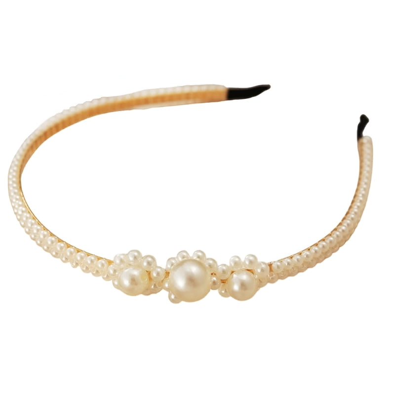 Headband Hair Accessory for Girls - White with Pearls