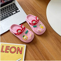 Cute Pink Kids Clogs with Cartoon Charms - Sizes 26/27