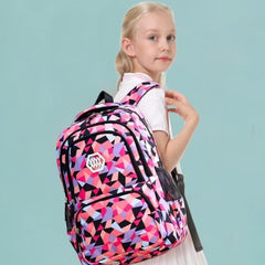 Colorful Geometric School Bag with Wheels