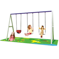 Metal 3 Seats Swing Set For Ground Or Sand - 300X130X200 CM