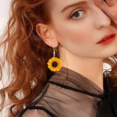 Charming Sunflower Flower Earrings - Yellow 6.3cm x 4.8cm