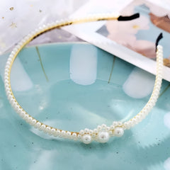 Headband Hair Accessory for Girls - White with Pearls