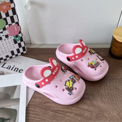 Cute Pink Kids Clogs with Cartoon Charms - Sizes 26/27