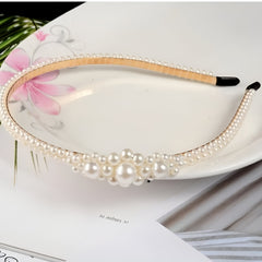 Headband Hair Accessory for Girls - White with Pearls