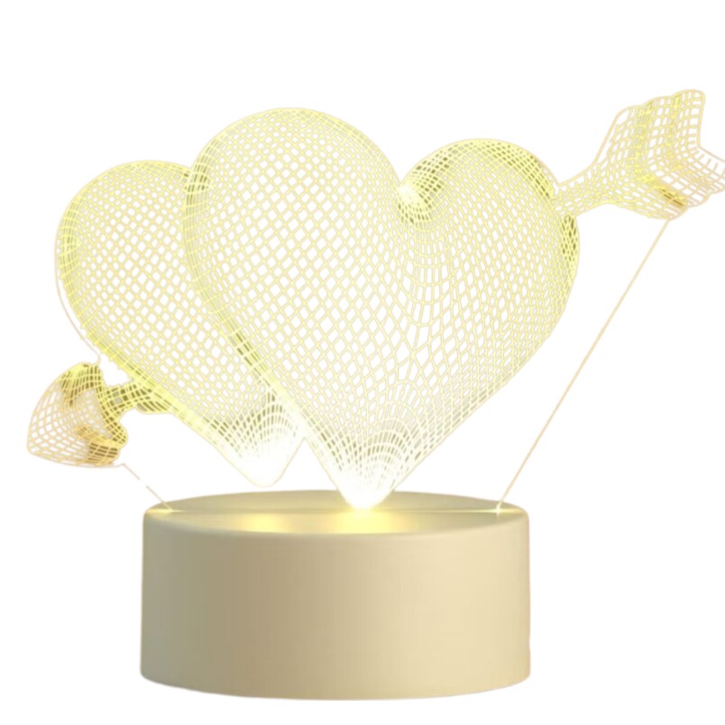 Heart and Arrow 3D LED Lamp - White