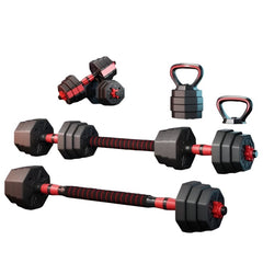 Adjustable Weightlifting Set with Dumbbells, Barbells, and Kettlebell - 20KG