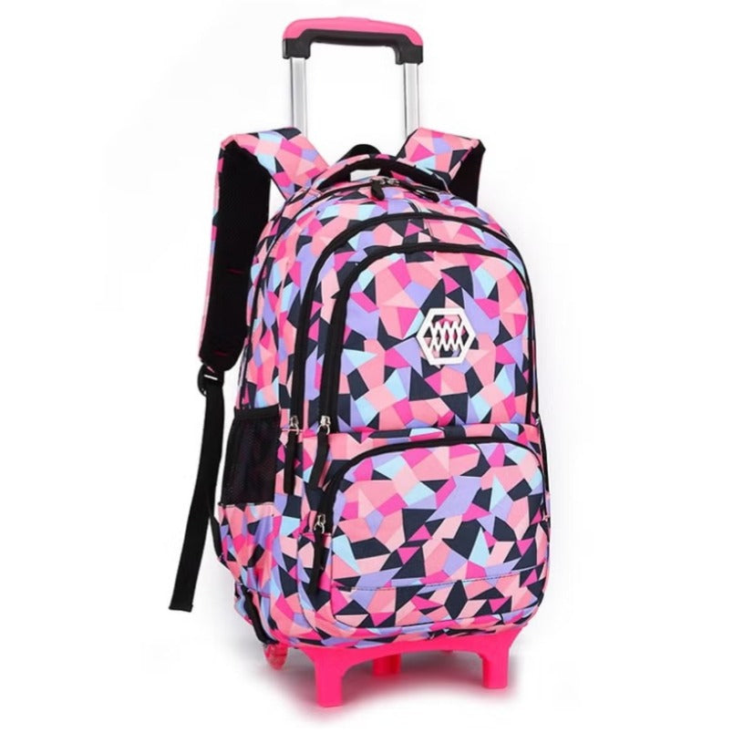 Colorful Geometric School Bag with Wheels