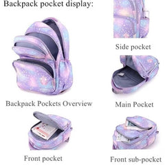 Pastel Galaxy Six Wheel School Bag - Purple