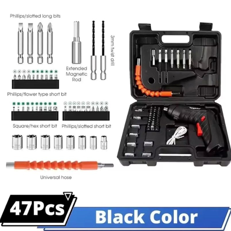 2/47pcs 3.6V Cordless Electric Screwdriver Kit – Rechargeable Folding Power Tools