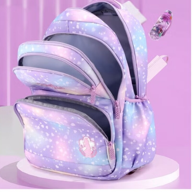 Pastel Galaxy Six Wheel School Bag - Purple