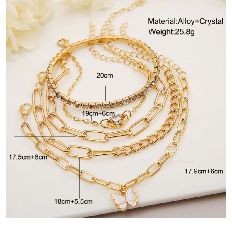 Multi Layered Gold Plated Chain Bracelet Set