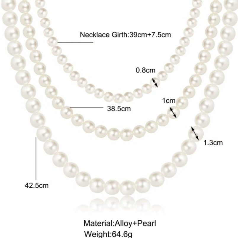 Luxury Classic Multi-Layer Pearl Necklace - White