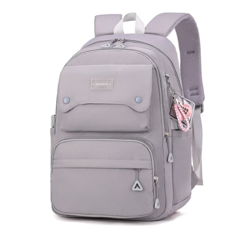 School Backpack Storage Space For Books Stylish Grey