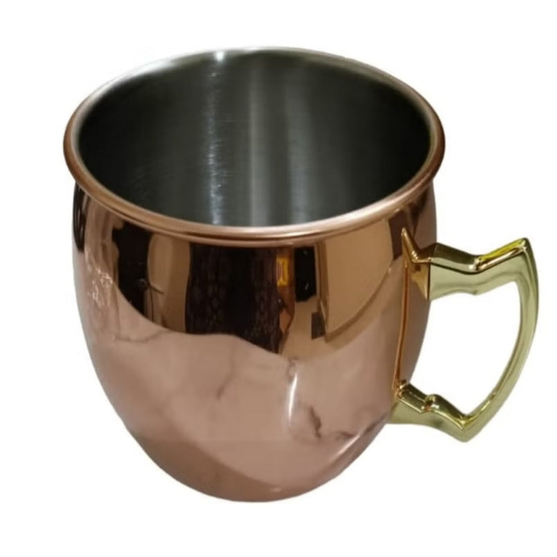 Copper-Plated Stainless Steel Mug with Golden Handle - Stylish and Durable Beverage Mug