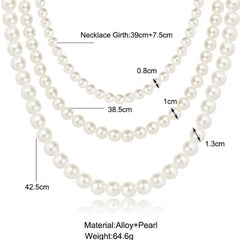 Luxury Classic Multi-Layer Pearl Necklace - White