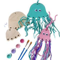 Jellyfish Kid Craft Kit - Paint and Yarn Included - Perfect Mermaid Party Activity