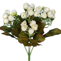 Flowers Bouquet White Artificial Silk Mini Peony