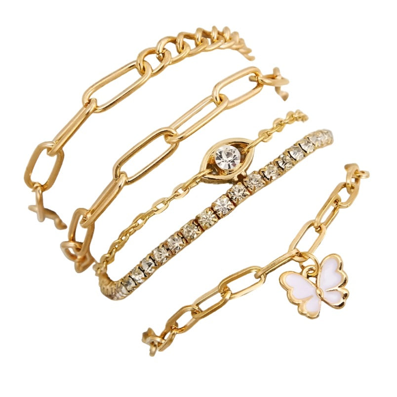 Multi Layered Gold Plated Chain Bracelet Set