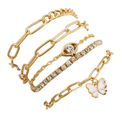 Multi Layered Gold Plated Chain Bracelet Set