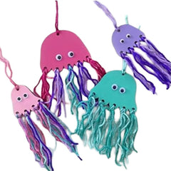 Jellyfish Kid Craft Kit - Paint and Yarn Included - Perfect Mermaid Party Activity