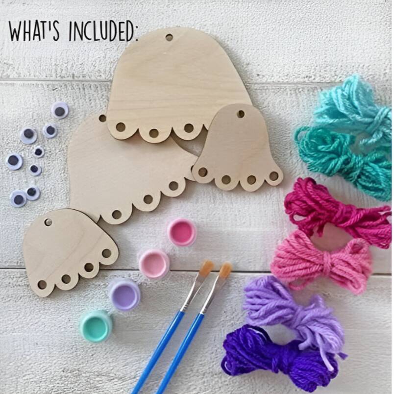 Jellyfish Kid Craft Kit - Paint and Yarn Included - Perfect Mermaid Party Activity